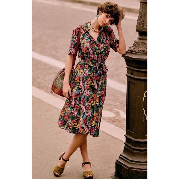 Sezane Dresses & Skirts - Sezane Laurette Dress Floral Multicolor Print Parisian Feminine Size 38 Medium